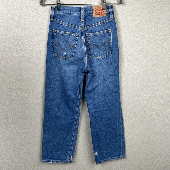 Levis Ribcage Straight Ankle Jeans Feeling Seen Medium Wash Distressed Busted 25 - Picture 6 of 15